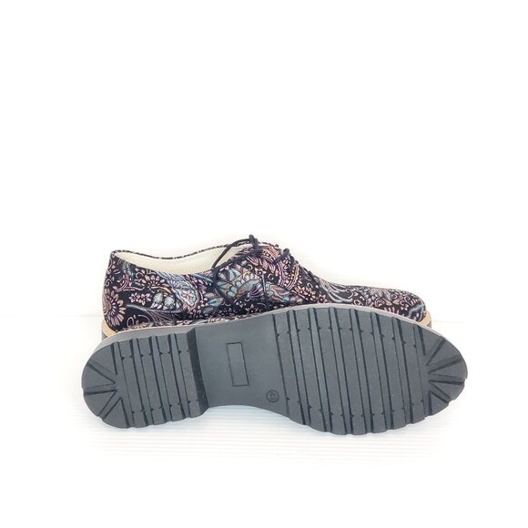 Zapato Black Fine Floral Platform Leather Oxford - HAML6 - Picture 6 of 9